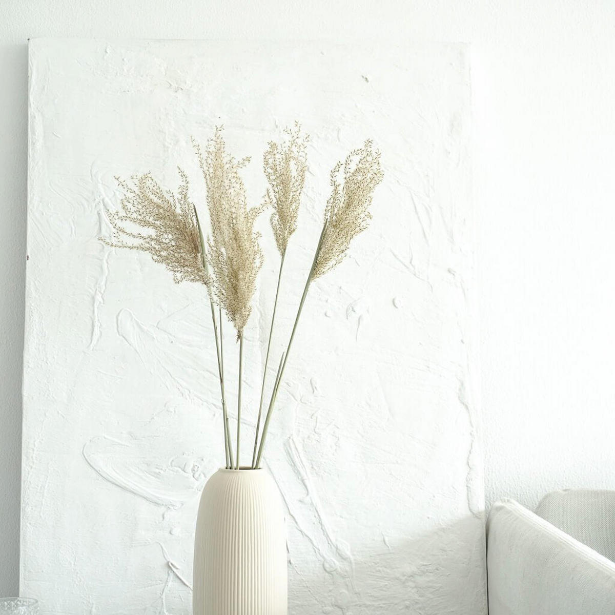REED Gras: Boho-Chic - ein Hauch von Natürlichkeit für deine Vase - 1 Bund / weiß / 60 cm - Weiß, Naturmaterialien (60cm) - Lykke & You