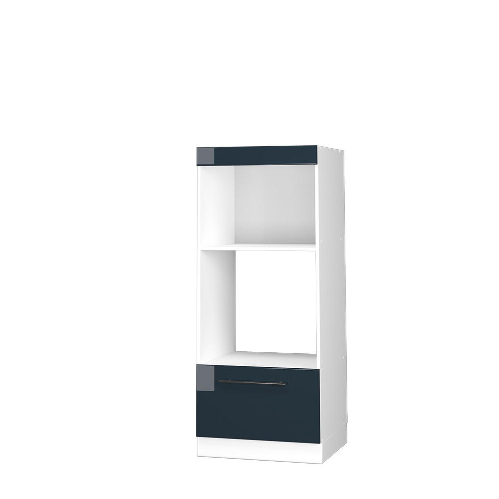 MIKROWELLENSCHRANK Fame-Line Dunkelblau Hochglanz 60 cm offen - Weiß/Dunkelblau, Holzwerkstoff (60/153.6/58.1cm) - Vicco