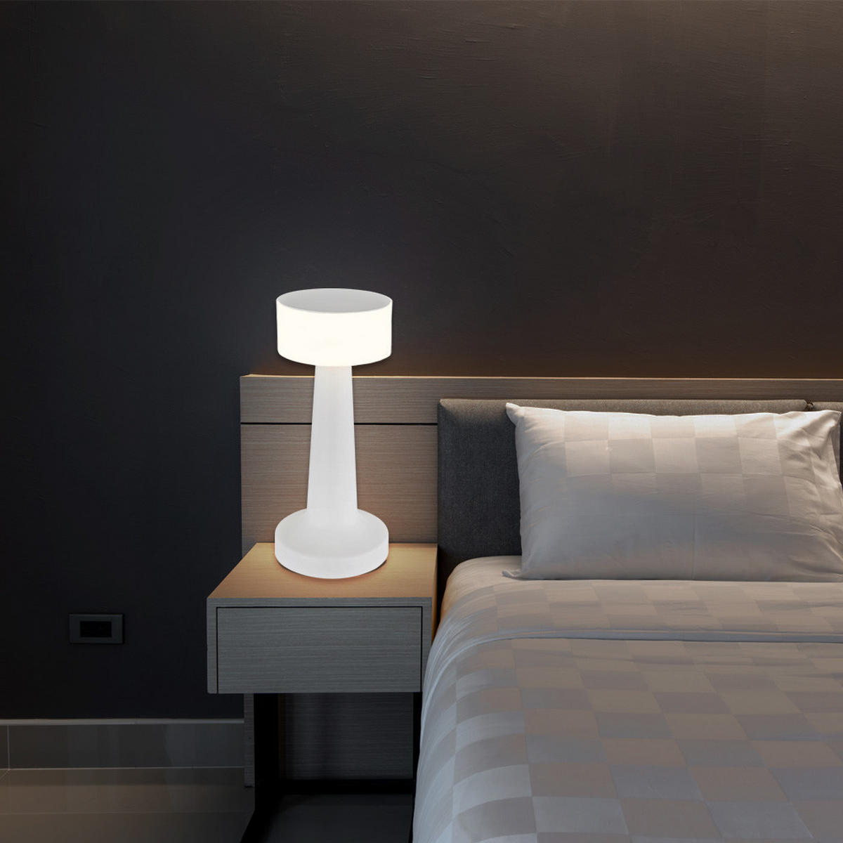 LED TISCHLEUCHTE Opal Weiß - Weiß, Kunststoff (9.5/9.5/21.5cm) - Globo Lighting
