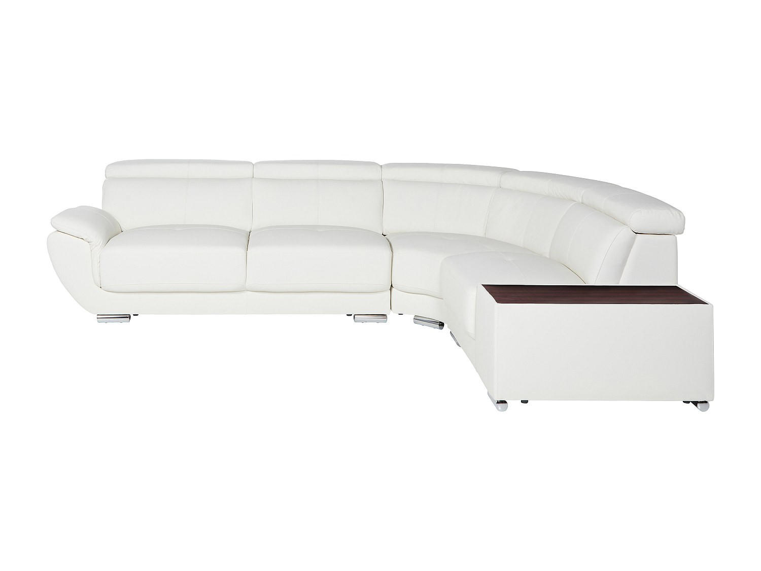 SOFA - 5 Personen - leder - weiß Nahia - Weiß, Leder/Metall (306/78/240cm) - Vente-Unique