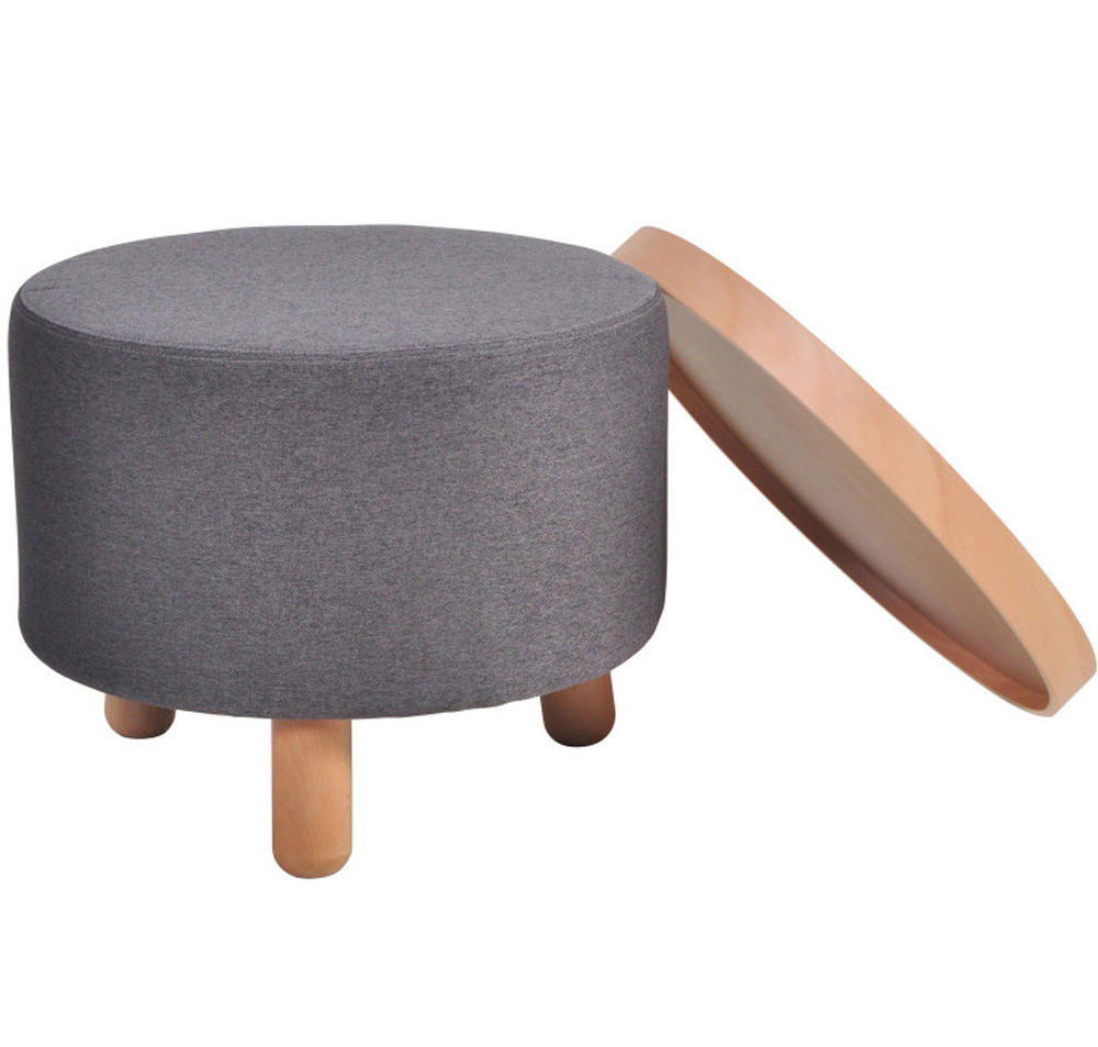 HOCKER BEISTELLTISCH Molde Ø50x40cm, grau - Grau, Textil (50/50/40cm)