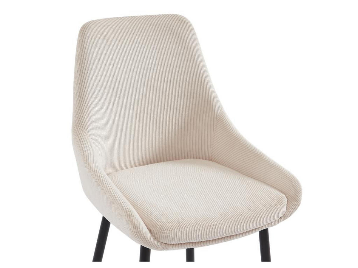 STUHL 2er-Set - Cord & Metall - Cremefarben - MASURIE - Creme, Textil (56/85.5/49cm) - Vente-Unique