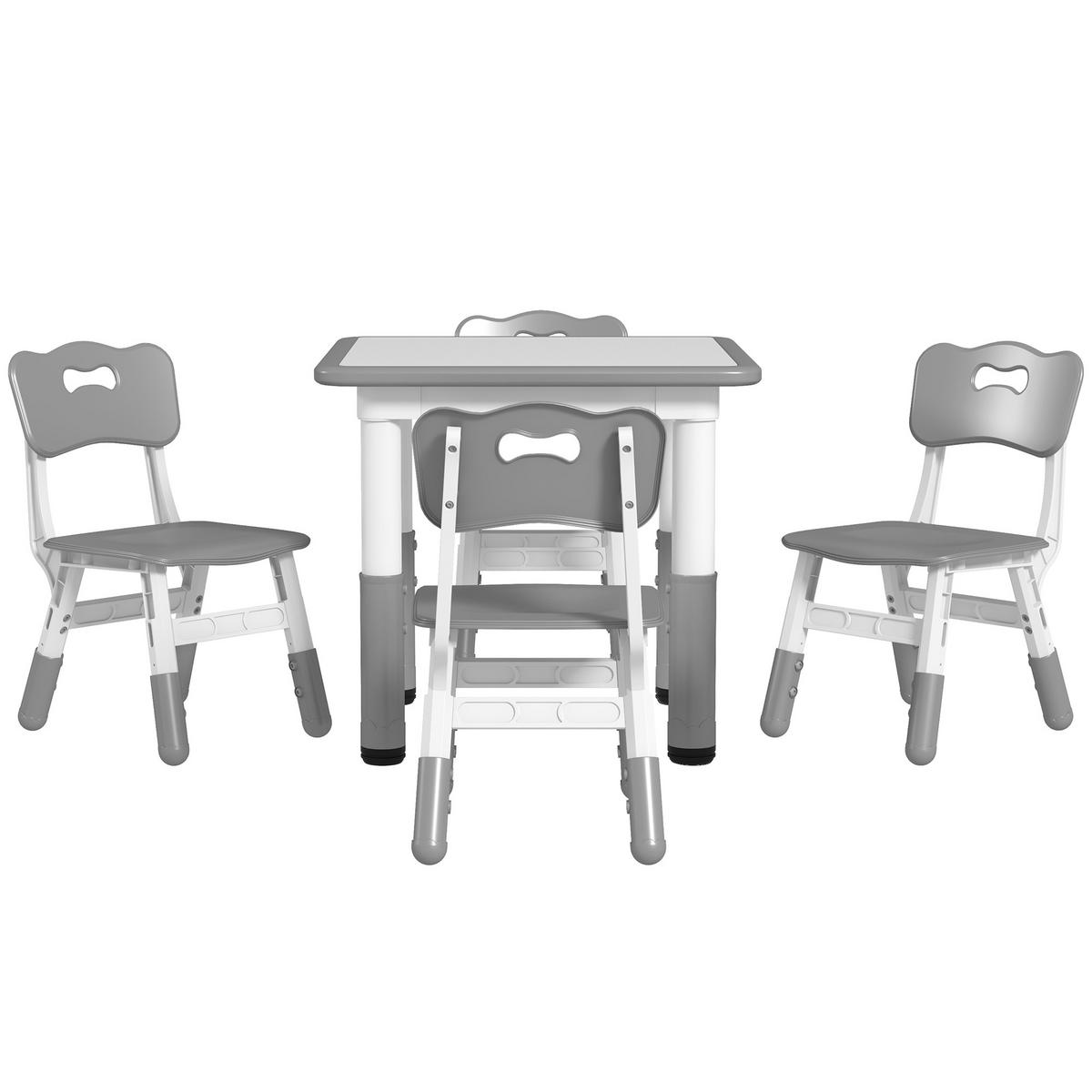 KINDERSITZGRUPPE DE-17549 höhenverstellbar mit 4 Stühlen Grau - Grau, Holzwerkstoff (60/58/60cm) - ComfortXL