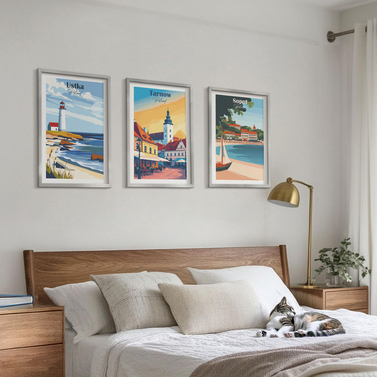 WANDBILDER 3er Set - 40x60 cm Silberner Rahmen - Stadtansichten Ustka Tarnów Sopot - Silberfarben, Kunststoff (40/60cm) - ArtPrintCave