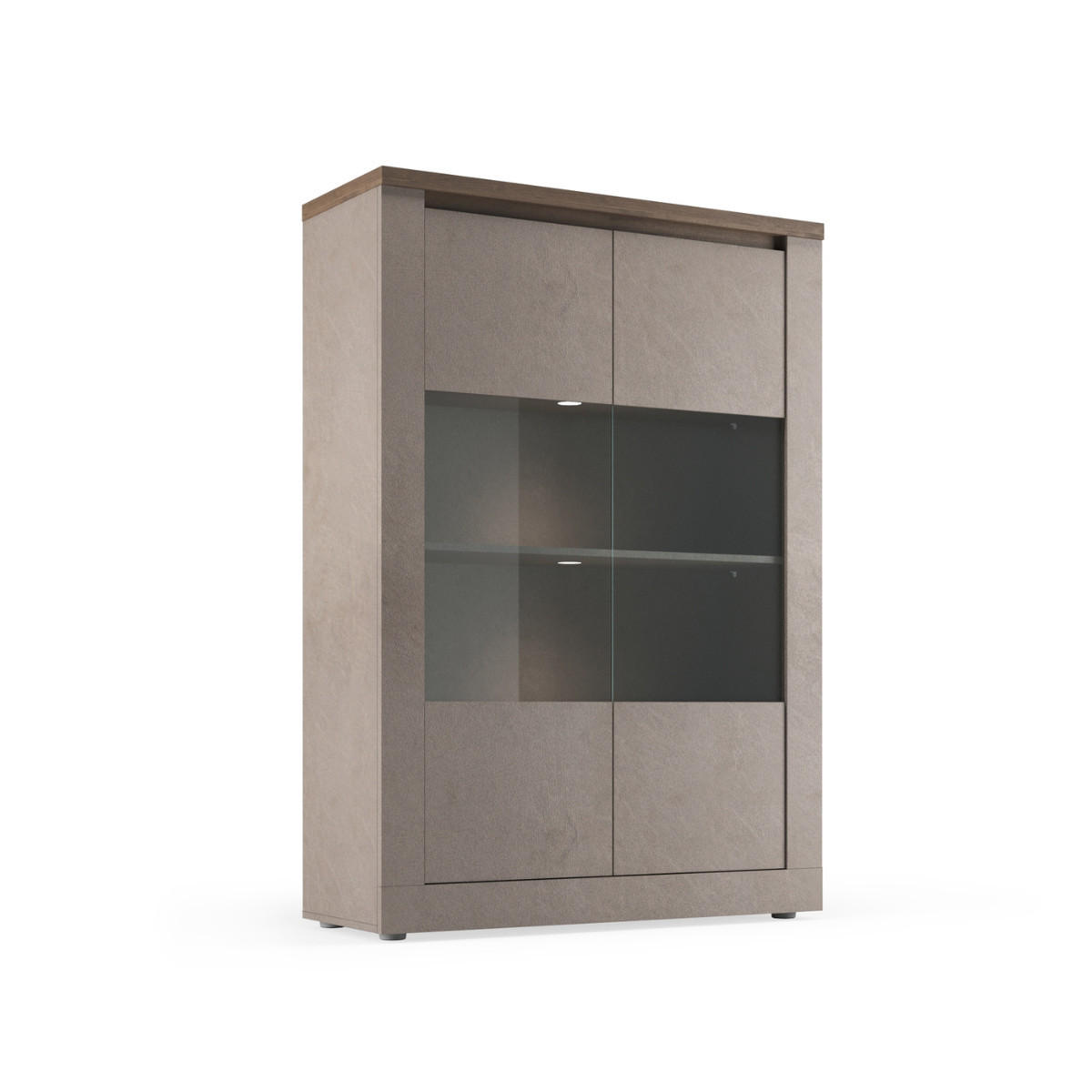 VITRINE mit 2 Türen 3 Regalen aus Holz in Bronze und Quecksilberoptik 43/114/160 cm - Braun, Holzwerkstoff (43/160/48cm) - Calicosy