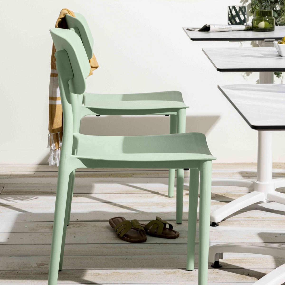 GARTENSTUHL 2-tlg., Grün - Grün, Textil (48/82/48cm) - Oviala