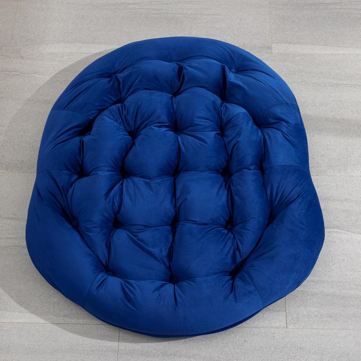 SCHAUKELSTUHL Schaukelsessel,Rattanstuhl mit Stahlrahmen,Blau-Samt - Blau, Metall (94.5/80/111cm) - LVHOM