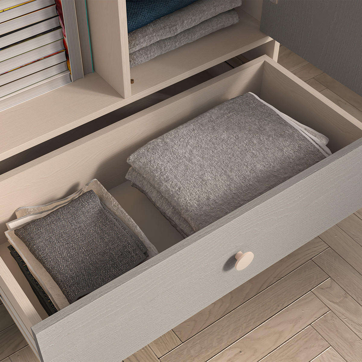 KNIHOVNA Alycia Béžová - Šedá - Efekt dřeva - šedá, dřevo (80/132/40cm) - Petits-meubles