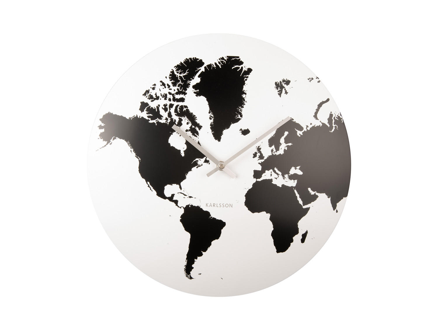 WANDUHR World Map Ø39 cm - Weiß, Metall (39/39/4cm) - Karlsson