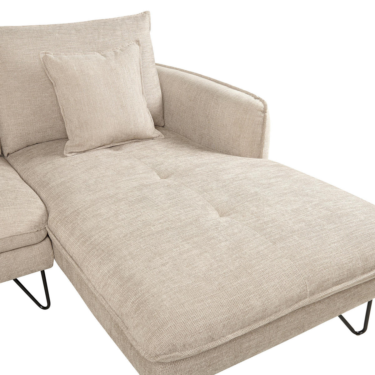 3-SITZER-ECKSOFA Chenillegewebe Beige rechtsseitig Sersan - Beige, Textil (258/179cm) - Beliani
