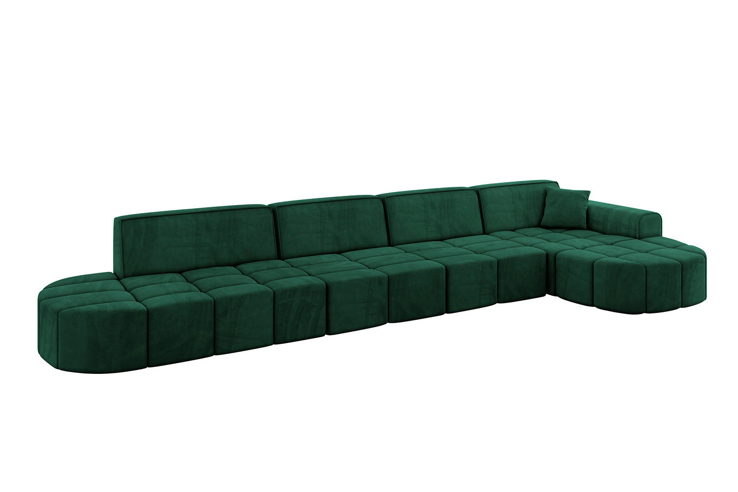 ECKSOFA Ottomane Rechts LIVO-L3 - 422x173x79,5 cm Dunkelgrün - Grün, Holzwerkstoff/Textil (422/173cm) - ALTDECOR