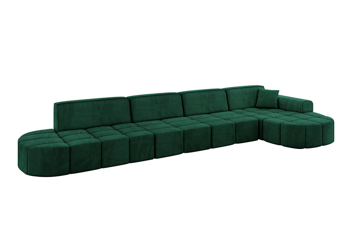 ECKSOFA Ottomane Rechts LIVO-L3 - 422x173x79,5 cm Dunkelgrün - Grün, Holzwerkstoff/Textil (422/173cm) - ALTDECOR