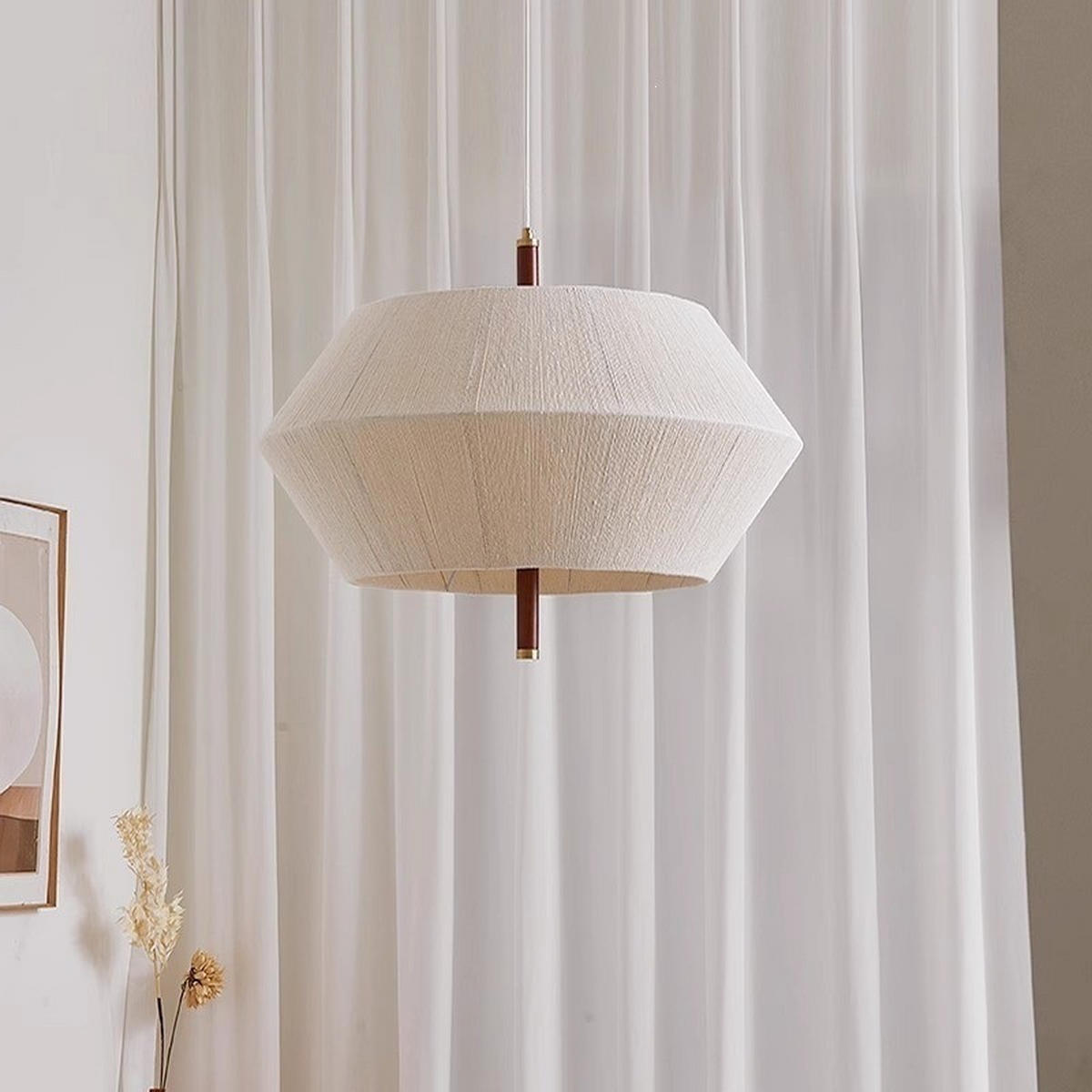 PENDELLEUCHTEN,BAUMWOLLFADEN + Holz, 220 V, 30 cm Durchmesser - Weiß, Metall (30/30/150cm) - Weltevree