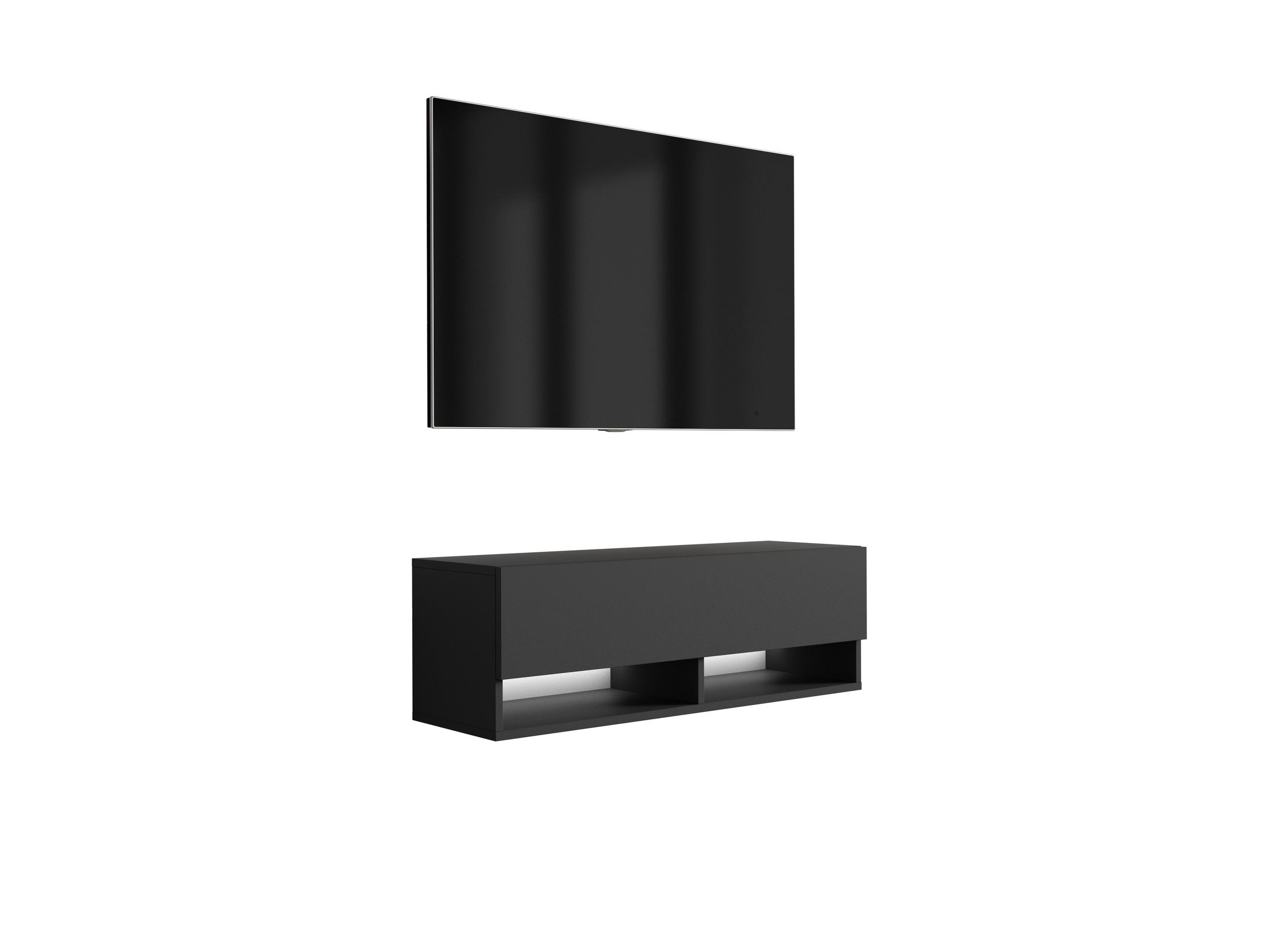 TV-LOWBOARD 100 cm Mattschwarz, LED weiß, 100 × 32 × 34 cm - Schwarz, Holzwerkstoff (100/33.6/32cm) - 3XE LIVING