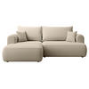 ECKSCHLAFSOFA Ovo Mini Hellbeige Easy-Clean-Samtbezug - Ecru/Schwarz, Kunststoff/Textil (238/156cm) - Selsey