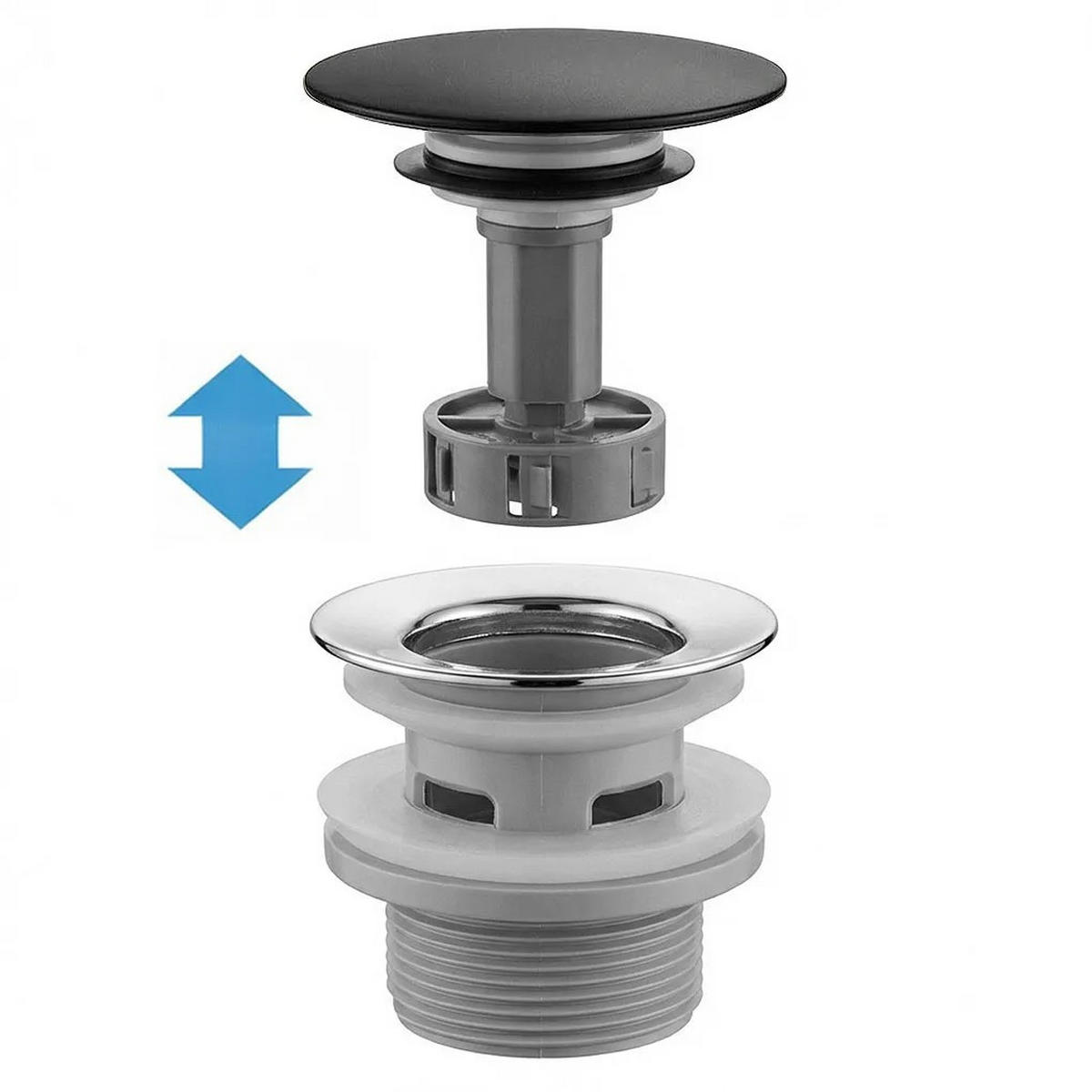 WASCHBECKEN-SIPHON Klik-klak Universal Rea Flow Black - Schwarz, Metall (6.6/11.8/93cm) - REA