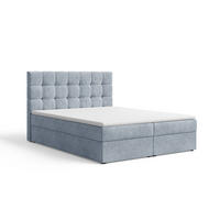 BOXBETT - Bett 05 OSLO - Aragon - 140x200 cm - mit Bettkasten und Komfort-Topper - Blau, Holz (140/200cm) - ROYAL24_MARKT