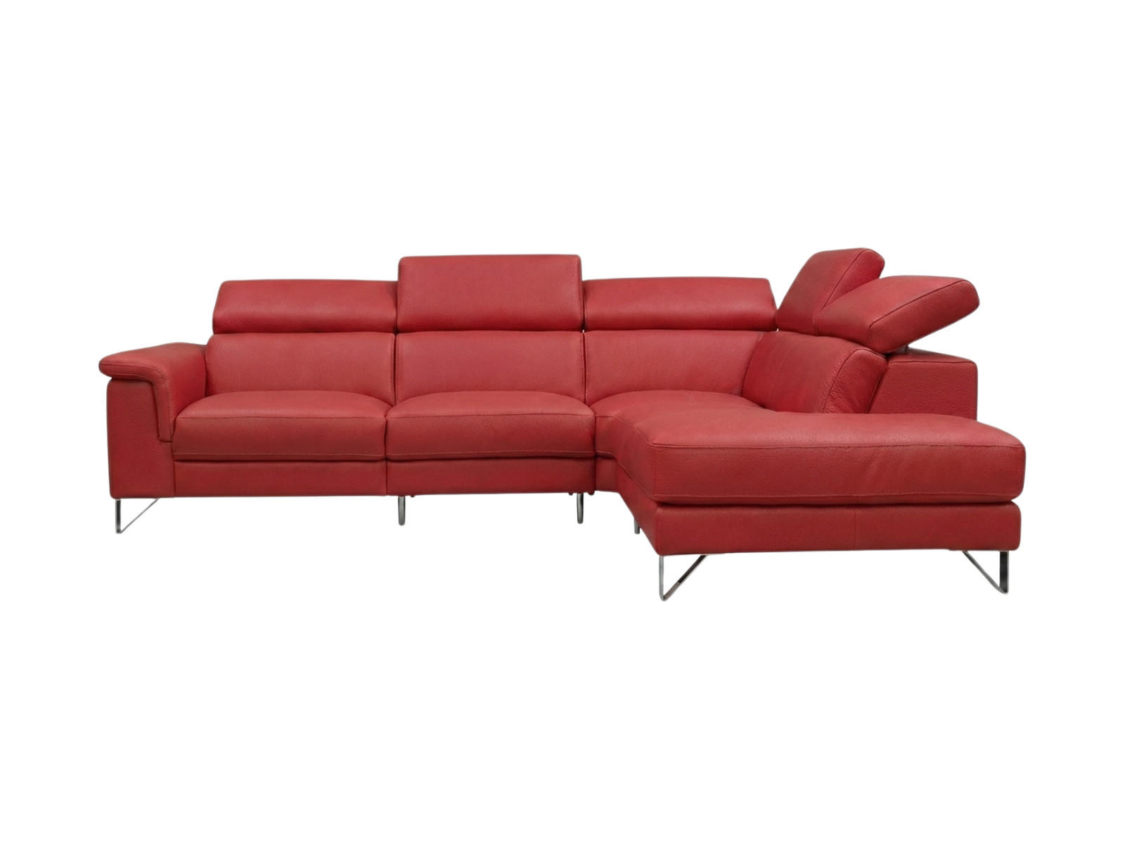 ECKSOFA Antares Echtleder Rot - Rot, Leder/Metall (276/224cm)