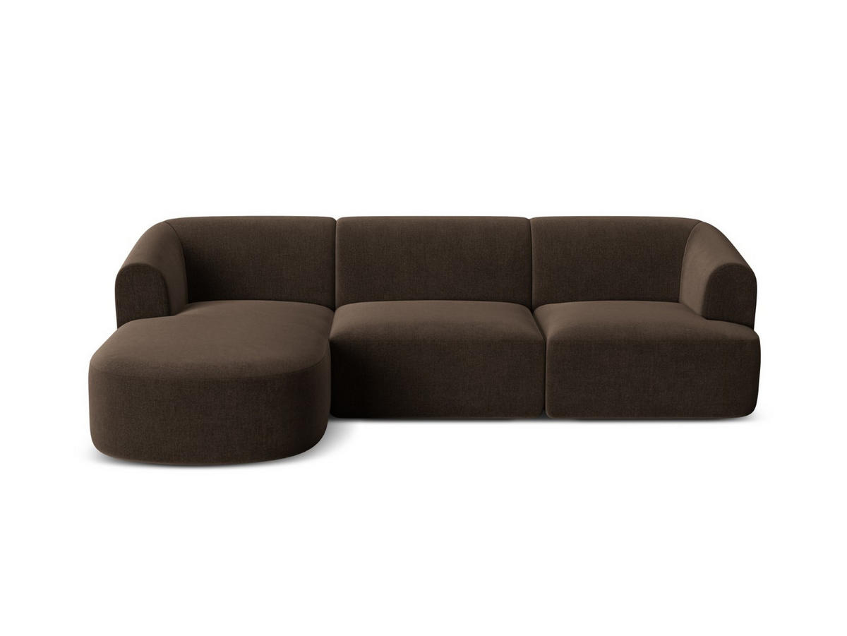 MODULARES-ECKSOFA links Campi aus Samt Schokolade 4 Sitzplätze - Dunkelbraun, Textil (156/256cm) - Cosmopolitan Design