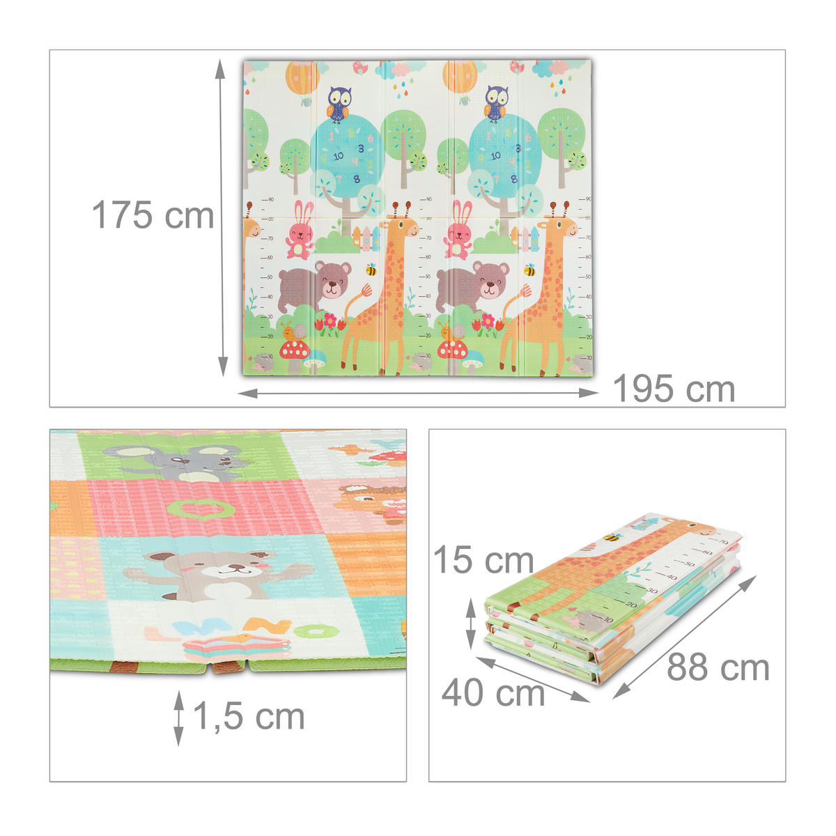 SPIELMATTE - Multicolor, Kunststoff/Textil (195/175cm) - Relaxdays