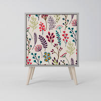 SIDEBOARD AUTUMN SUNDRIES, Grau, 57,5x42x77,5 cm, Schräge Buchenholzfüße - Buchefarben/Multicolor, Holzwerkstoff/Buchenholz (57.5/77.5/42cm) - SpaceRebels