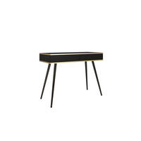 KONSOLENTISCH FORNO (Schwarz, Goldene Details, 2 Schubladen, schwarze Metallfüße) - Schwarz, Holz/Holzwerkstoff (50/102/80cm) - Ravio