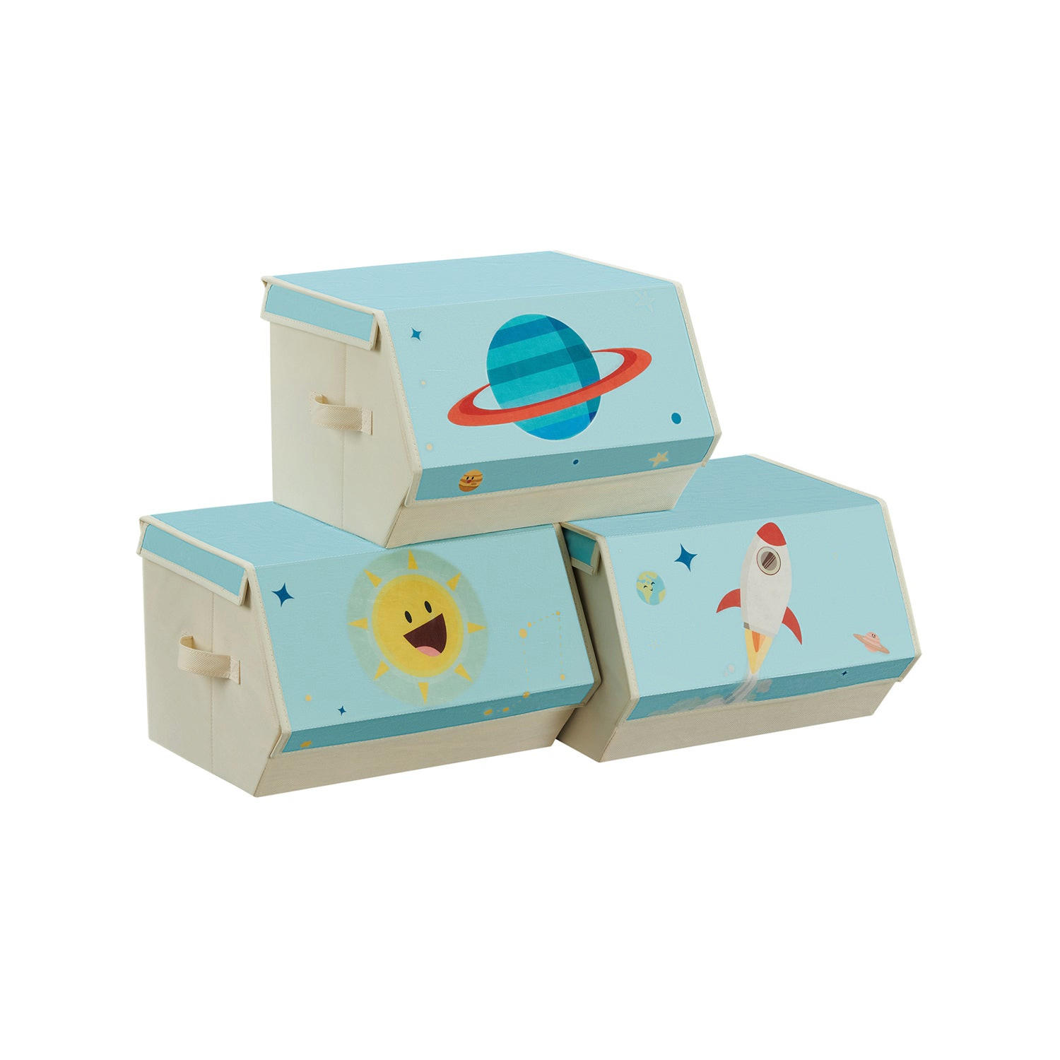 AUFBEWAHRUNGSBOX BRATISLAVA 3ER-SET - Blau, Textil (35/25/38cm) - Hansiro