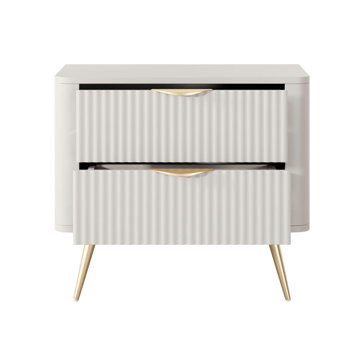 NACHTTISCH LEKNES STO1 An den Seiten abgerundete Leiste aus MDF-Platte Beige Beige - Beige, Holzwerkstoff (63/55/38cm) - Komodee