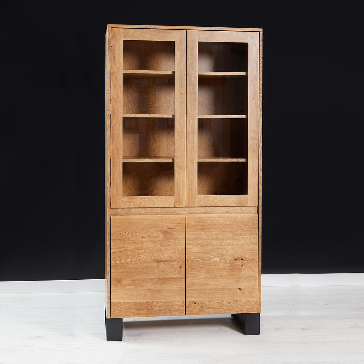 VITRINE Horizon aus massivem Eichenholz 100 cm - Eichefarben/Naturfarben, Holz (100/200/45cm) - Danzz