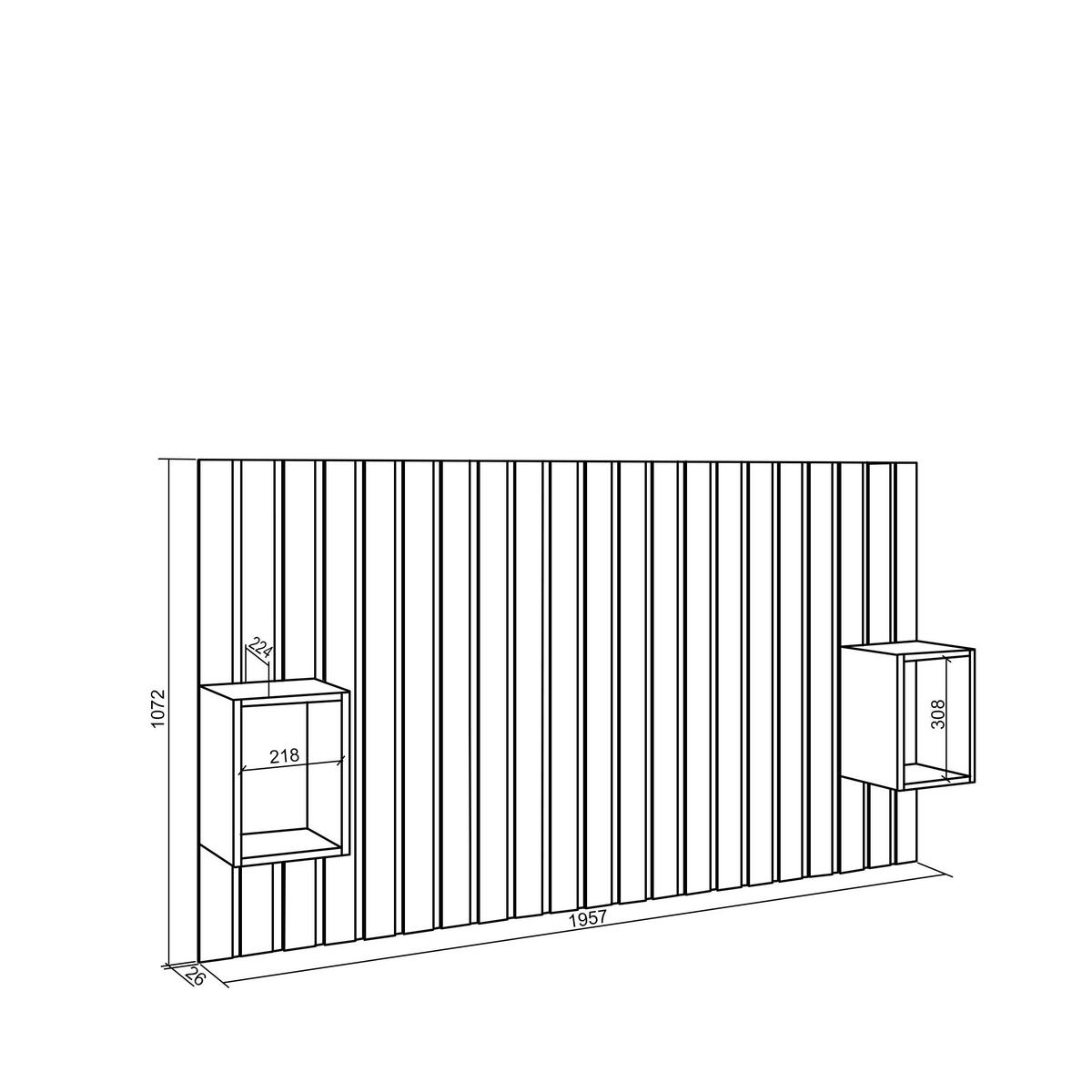 KOPFTEIL mit Nachttisch, für Bettbreite 120 - 140cm Bett, eiche, 196/3/107cm - Eichefarben, Holzwerkstoff (196/107/3cm) - Skraut Home