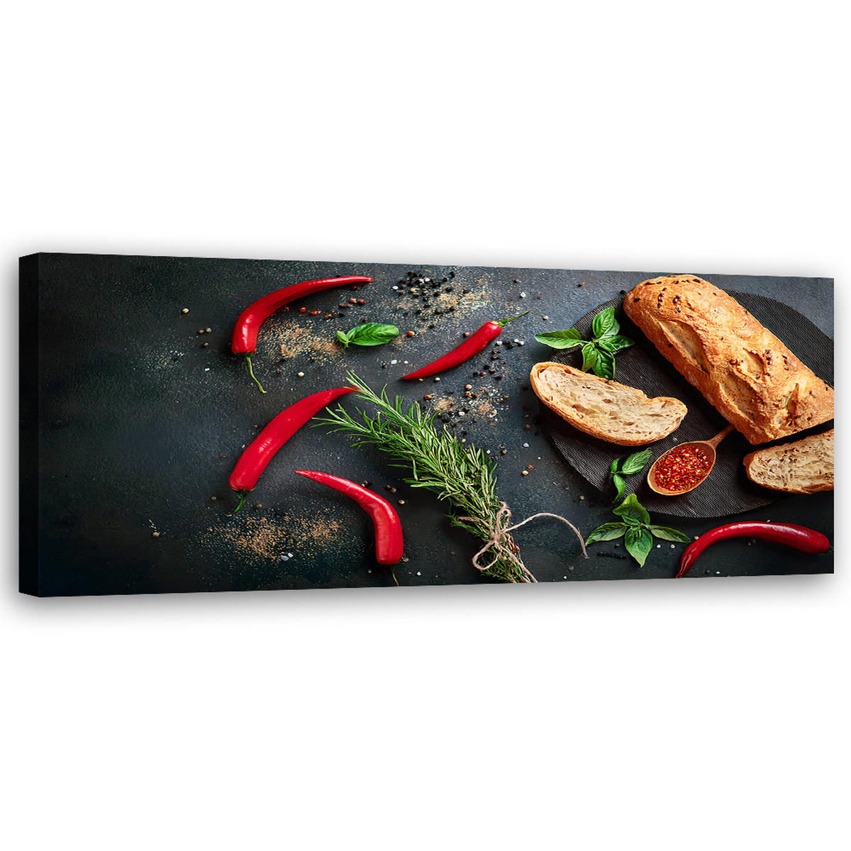 WANDBILD lebensmittel küche gewürze - Rot, Textil (90/30cm) - Feeby