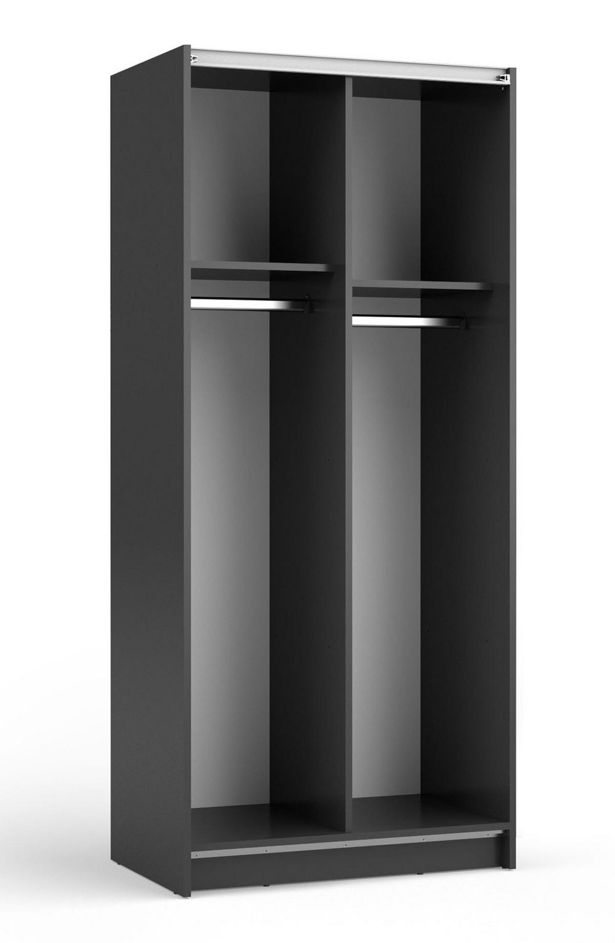 SCHWEBETÜRENSCHRANK Sofia schwarz 80 / 54 / 182cm - Schwarz, Holz/Holzwerkstoff (80/182/54cm) - Feldmann-Wohnen