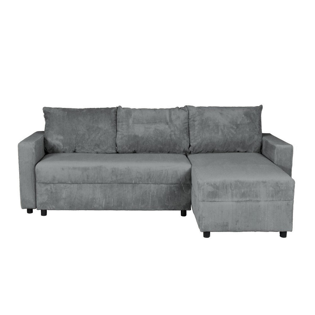 ECKSOFA THEO/ umwandelbar und wendbar, mit Truhe in Cord - Grau - Dunkelgrau, Textil (145/230cm) - Weber Industries