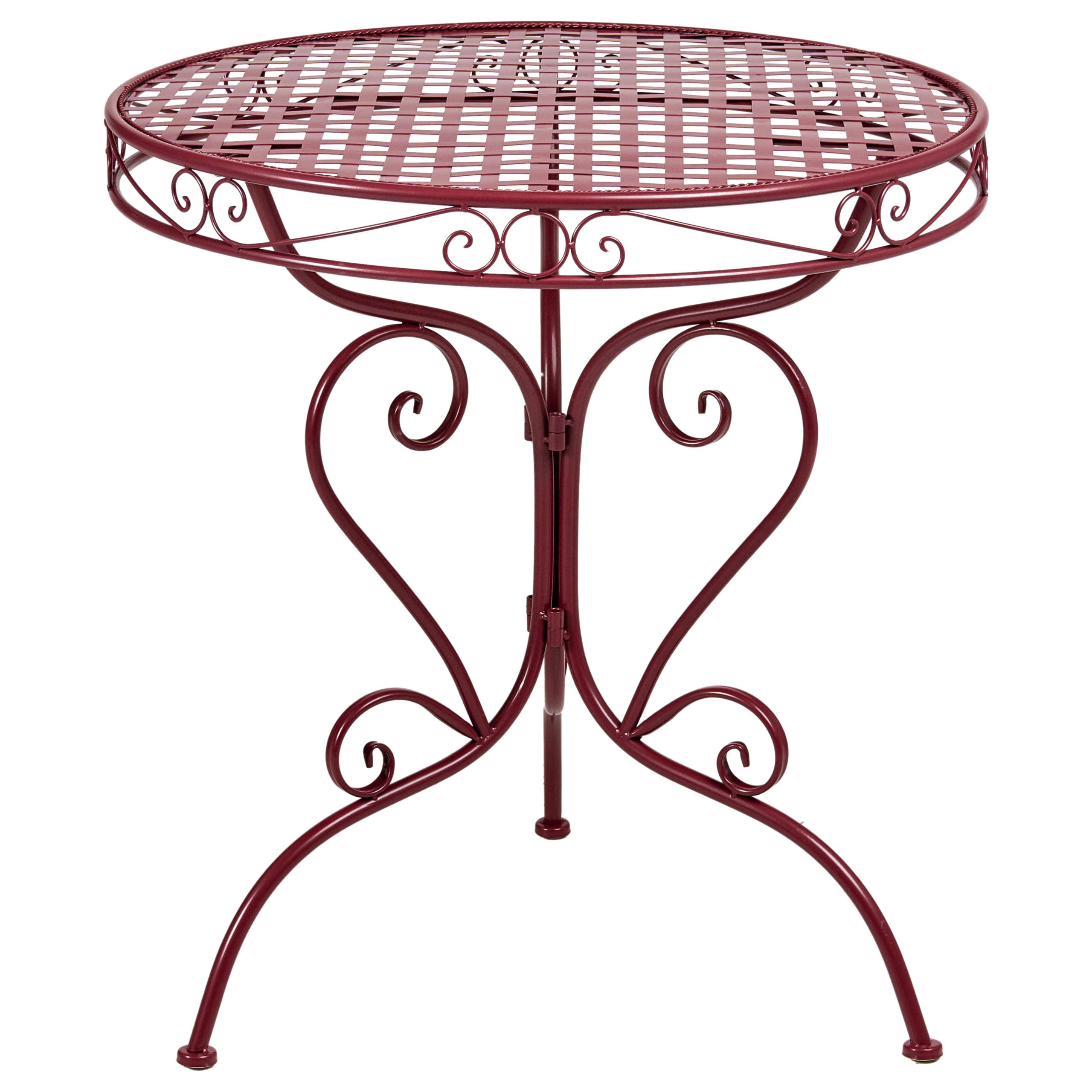 Beliani BISTRO STOLEK 70/70 cm Kov Burgundsky červený Albinia