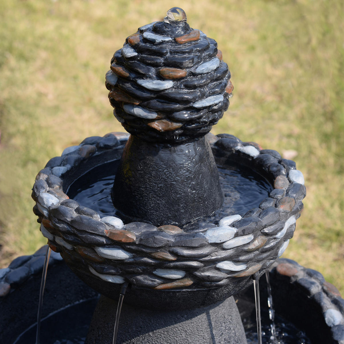 GARTENBRUNNEN Sockel dunkelgrau - Grau, Kunststoff (52/52/93cm) - Teamson Home