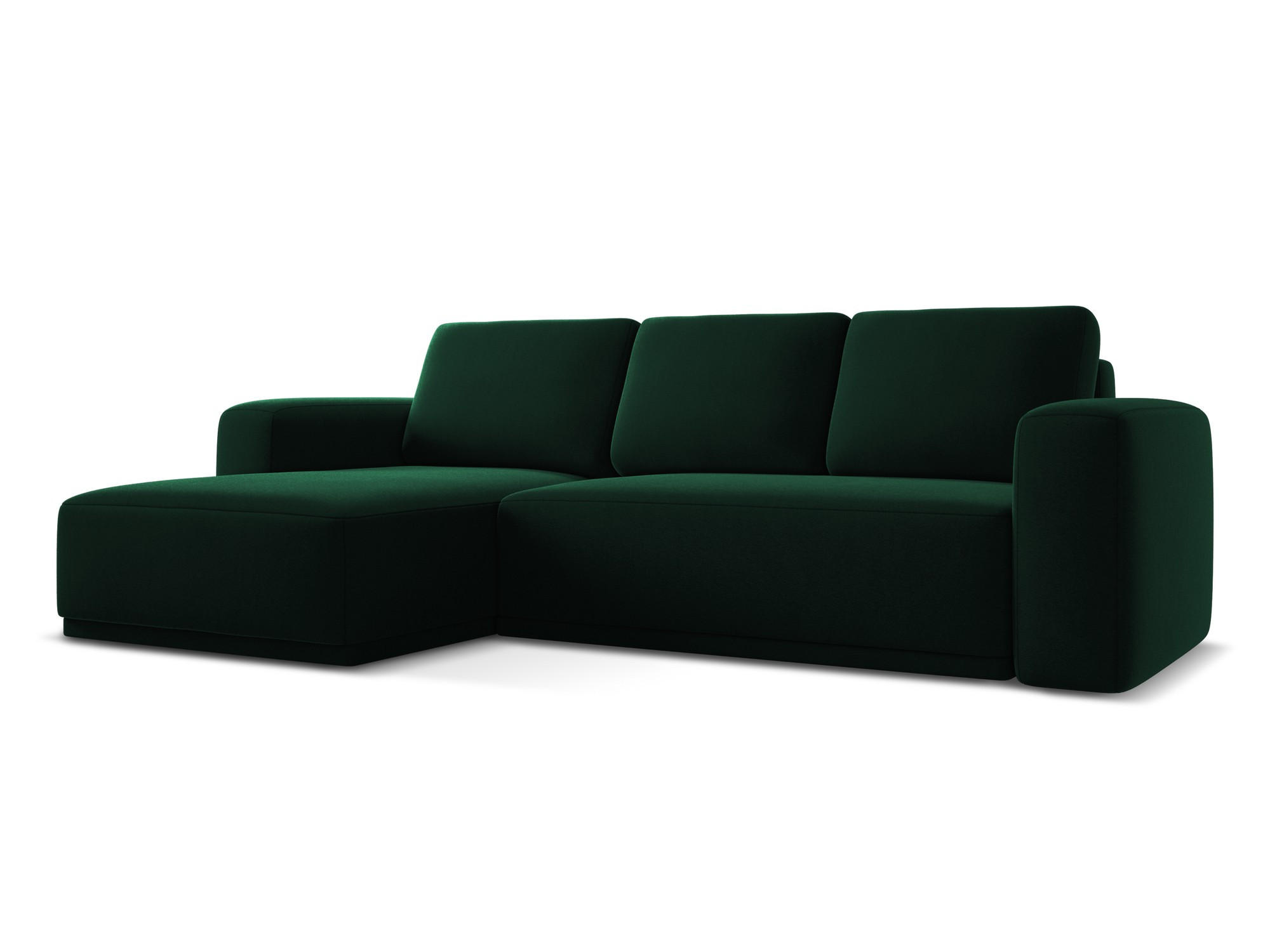 ECKSOFA mit Schlaffunktion Samt Stoff Grün - Dunkelgrün/Schwarz, Kunststoff/Textil (258/160cm) - Makamii