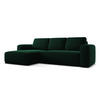 ECKSOFA mit Schlaffunktion Samt Stoff Grün - Dunkelgrün/Schwarz, Kunststoff/Textil (258/160cm) - Makamii