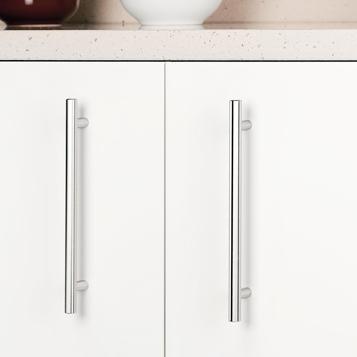 MÖBELGRIFFE Orlando, L336mm, 256mm Achsenabstand, Stahl, Nickel satiniert 10er-set - Silberfarben, Metall (14/5/37.5cm) - EMUCA