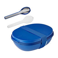 LUNCHBOX DUO MIT BESTECK Ellipse Vivid Blue 22,5 x 17,5 cm - Blau, Kunststoff (17.5/7.5/22.5cm) - Mepal