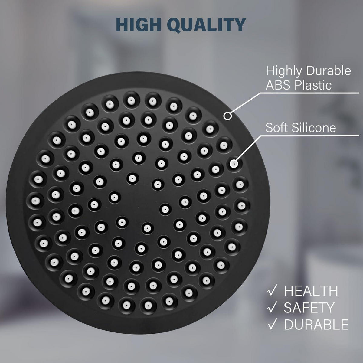 KOPFBRAUSE Regendusche Schwarz 6 Zoll - Schwarz, Kunststoff (15.2/12.7/15.2cm)