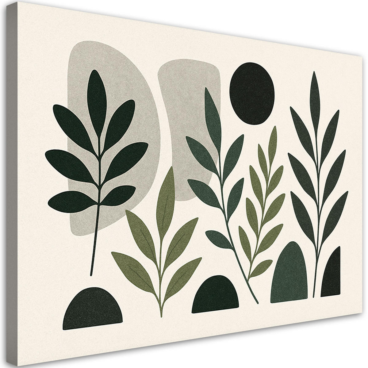 LEINWANDBILD Blätter Abstraktion Grün Natur 120x80cm - Beige, Textil (120/80cm) - Feeby