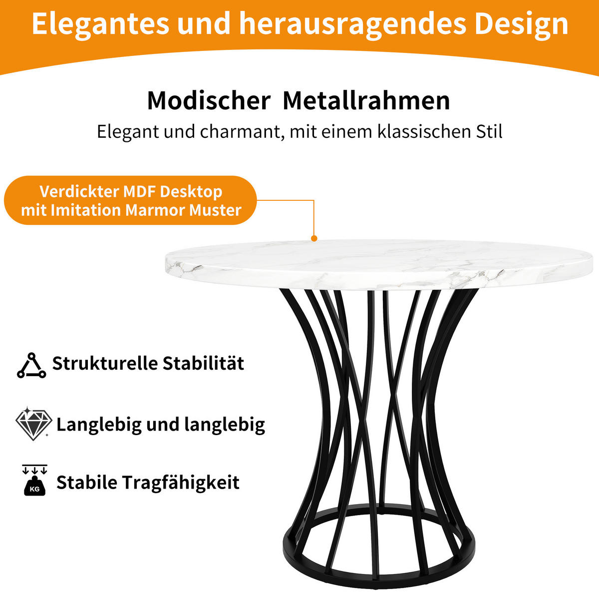 ESSTISCH 80/80/76 cm Schwarz aus MDF und Metall mit verstellbaren Füßen - Schwarz, Holzwerkstoff (80/80/76cm) - OKMYHOME