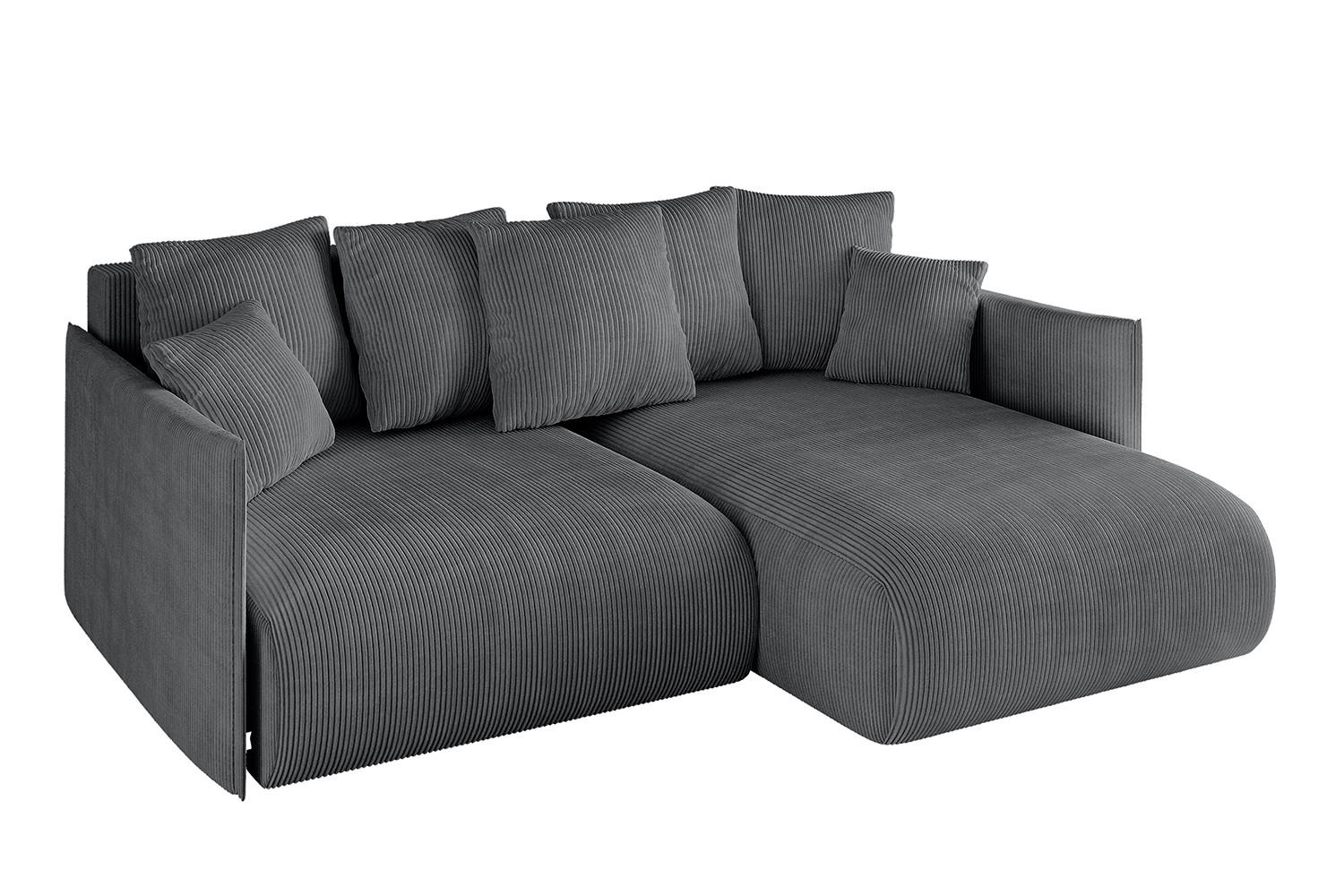 ECKSOFA Ottomane rechts ONESK-L 216x177x72 Dunkelgrau Cord - Dunkelgrau, Holzwerkstoff/Kunststoff (177/216cm) - ALTDECOR