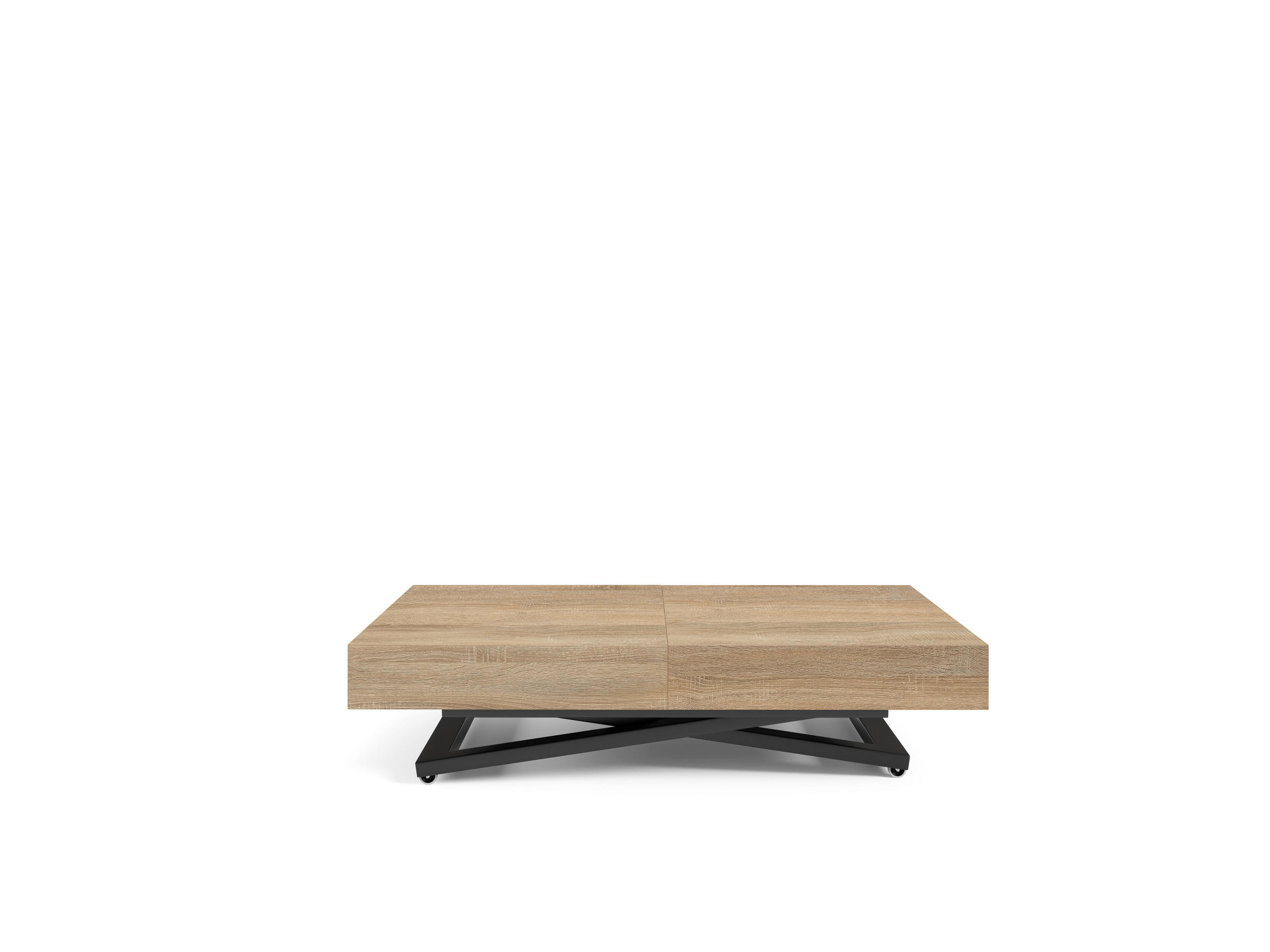 COUCHTISCH SANNA U - Schwarz/Sonoma Eiche, Holzwerkstoff/Metall (80/120/27cm) - Meblini