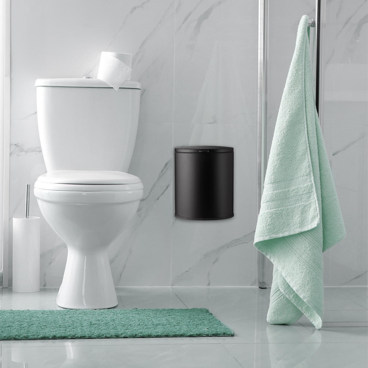 KÜCHENMÜLLEIMER - Schwarz, Kunststoff/Metall (28/32/25cm) - Relaxdays