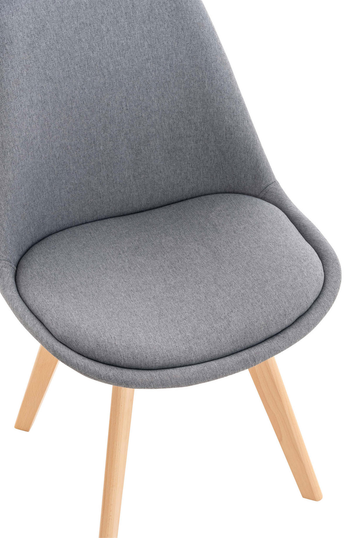 STUHL Stoff hellgrau - Eukalyptusholzfarben/Hellgrau, Holz/Textil (49/83/50cm) - CLP