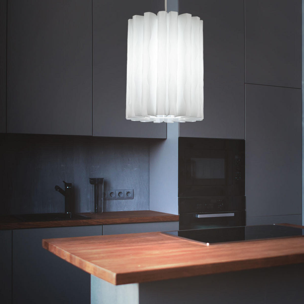 LED HÄNGELEUCHTE Elena Weiß - Weiß, Kunststoff (27/27/135cm)