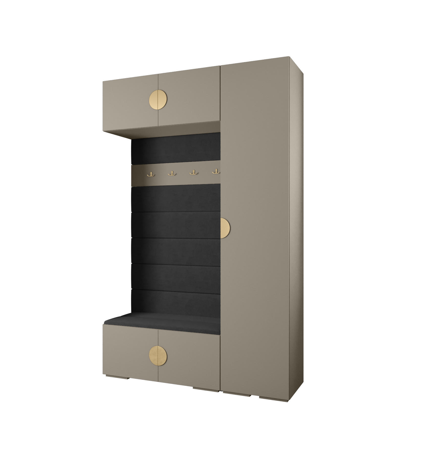 Abiks Möbel Garderoben-Set Kaschmir, Schwarz, Gold 150x236.7x47 cm
