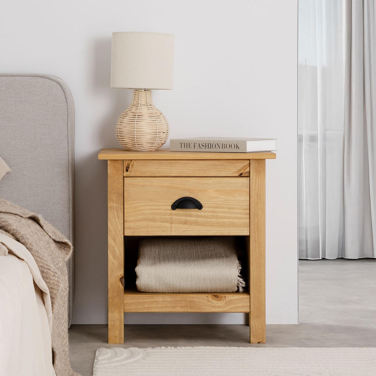 NACHTTISCH TILLY gebeizt/gewachst - Kieferfarben, Holz (46/50/35cm) - IDIMEX