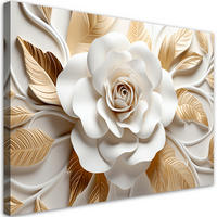 BILD AI Weißgoldene Blume 3D - Weiß, Textil (120/80cm) - Feeby